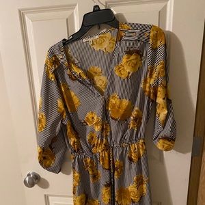 Floral striped casual dress